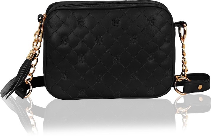 black sling bag with chain