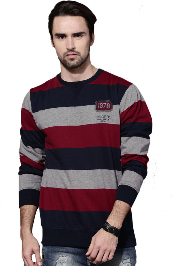 Full Sleeve Striped Men Sweatshirt 