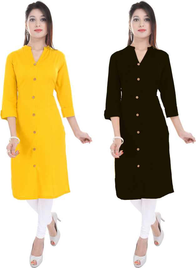 Blink Star Casual Solid Women Kurti Buy Yellow Black Blink Star