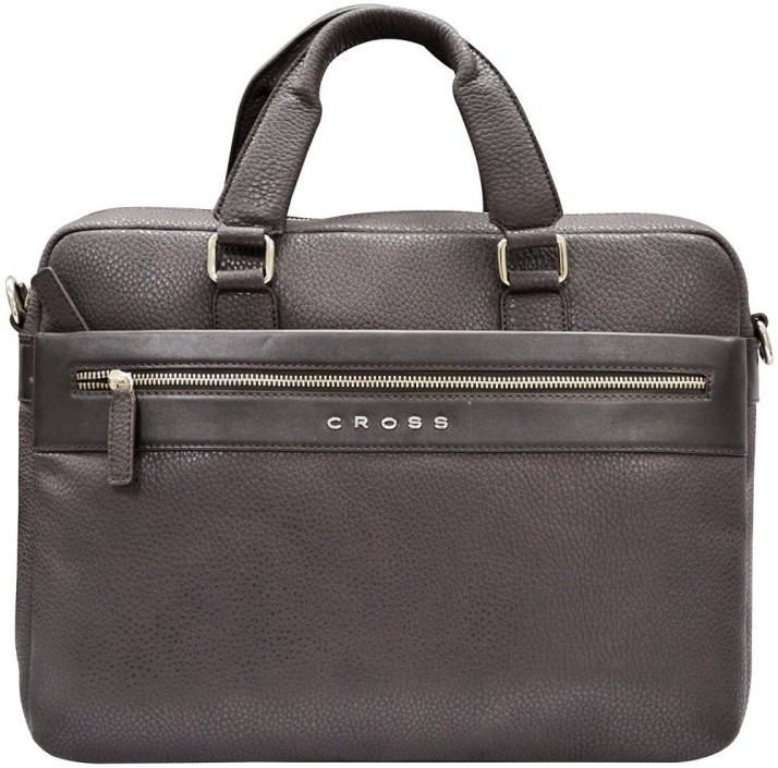 grey leather laptop bag