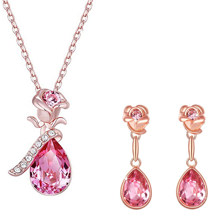 YELLOW CHIMES Swarovski Pink Rose 18K 