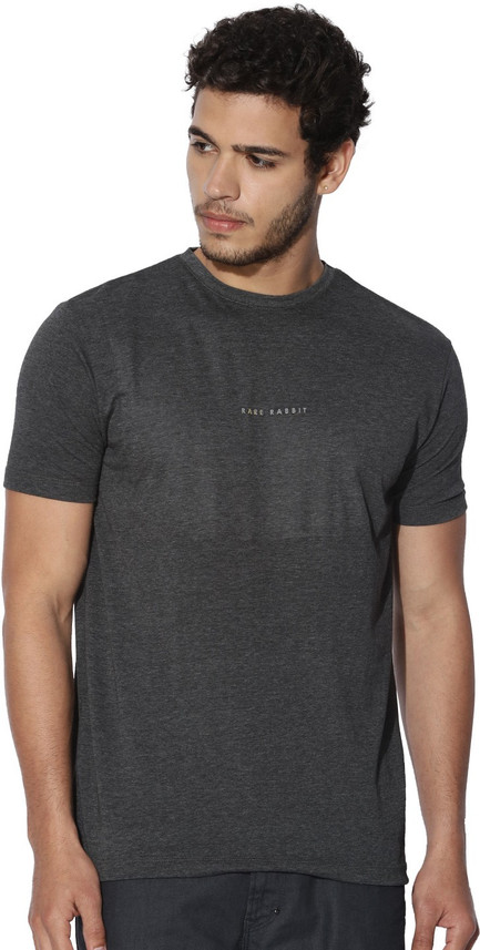 RARE RABBIT Solid Men Round Neck Grey T 