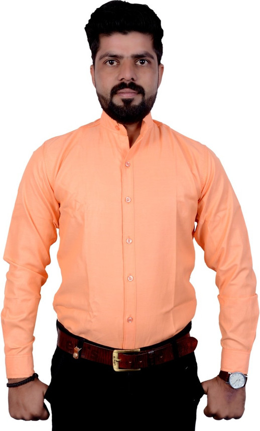 Nutlase Men Solid Casual Orange Shirt 