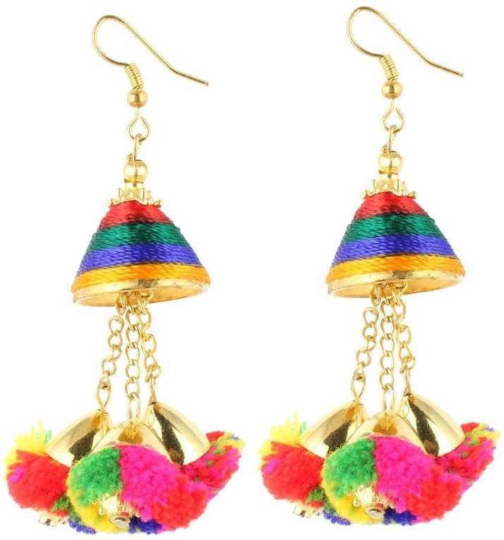 Flipkart Com Buy Farid Enterprises Party Wear Multicolour Pom Pom Designer Earring Set Alloy Jhumki Earring Online At Best Prices In India