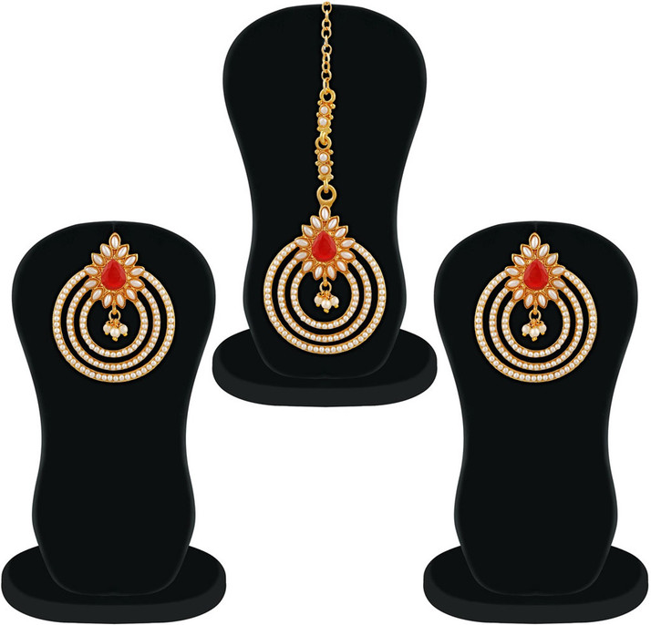 earrings with maang tikka flipkart