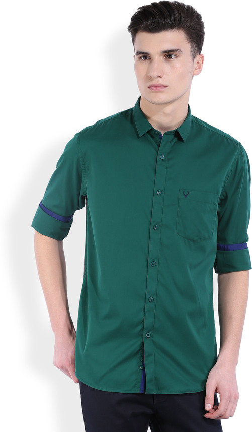 Allen Solly Men Solid Casual Dark Green 