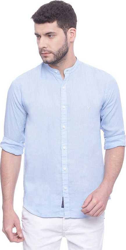Linen Club Men Self Design Casual Light Blue Shirt Buy Linen