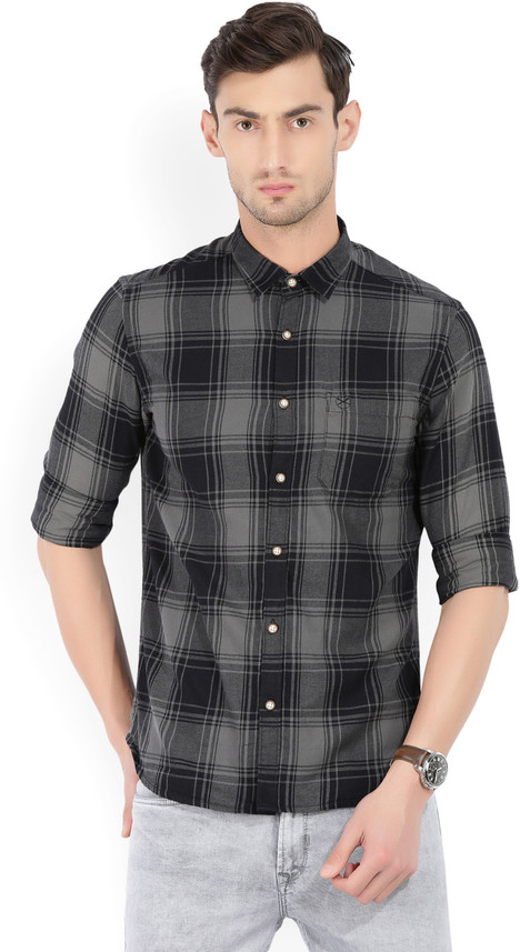 Scullers Men Checkered Casual Black 