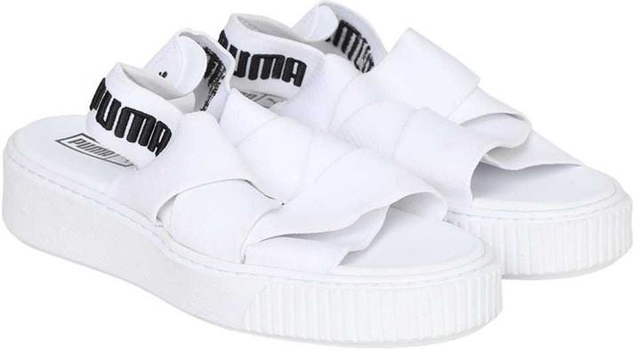 puma platform sandals white