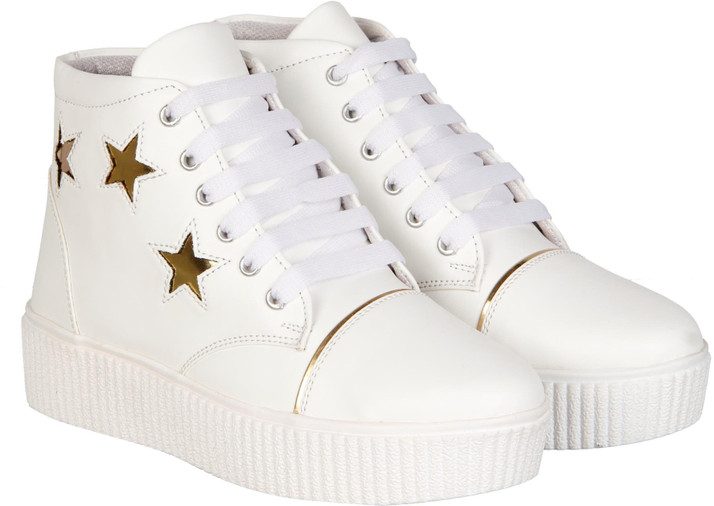 golden white shoes