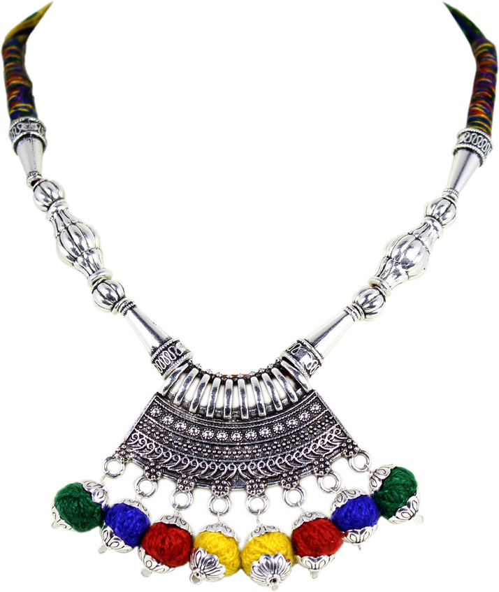 Multi Color Thread Choker Necklace 