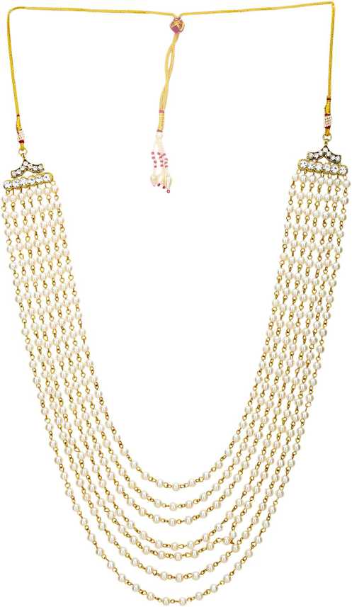 Sanjog Embellished Premium Off White Long Pearl Jewelry Necklace Off White Long Pearl Jewelry Necklace