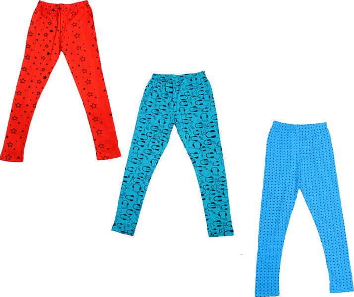 Indistar IndiWeaves Girls Super Soft and Stylish Cotton Printed Legging Pack Of 3