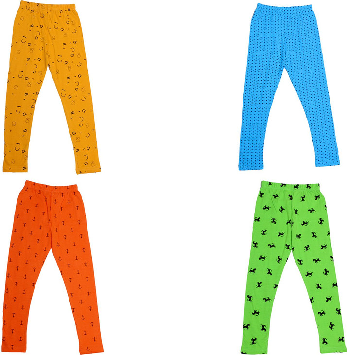 Pack Of 4 Indistar IndiWeaves Girls Super Soft and Stylish Cotton Printed Legging