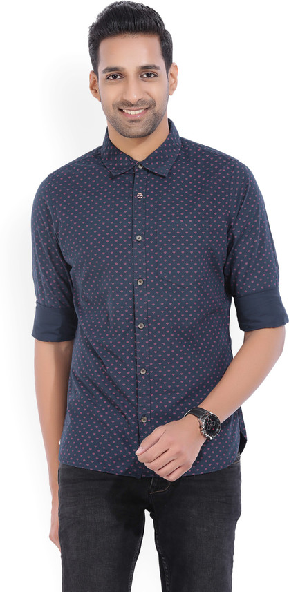 Buy NAVY WROGN Men Printed Casual Dark 