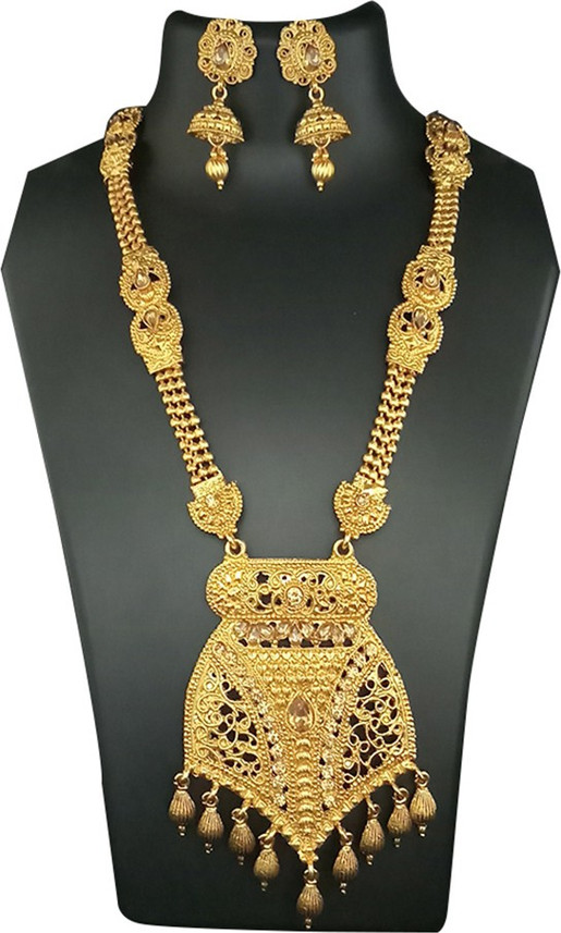 JewelMaze Gold Plated Haram Necklace