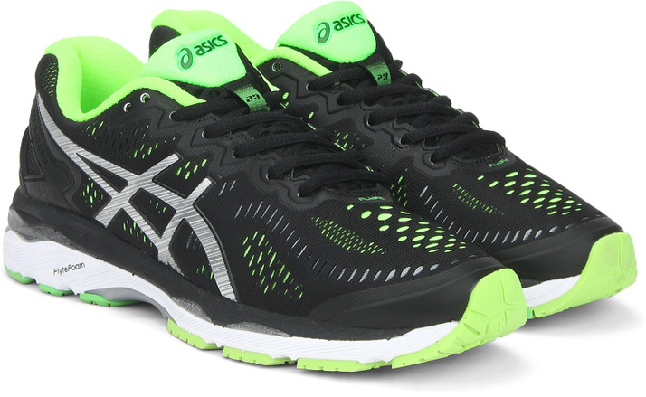 asics gel-kayano 23 black/silver/safety yellow
