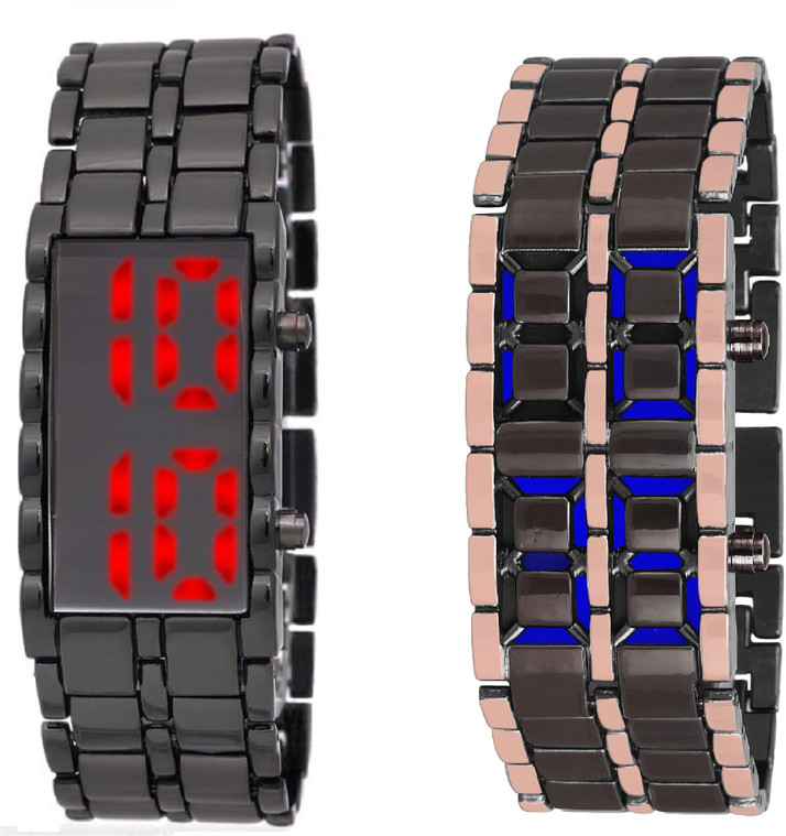 led rose gold watch