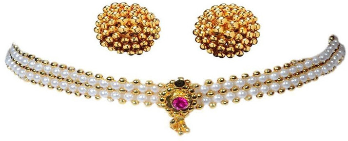 Soubhagya Golden Moti Choker Thushi 