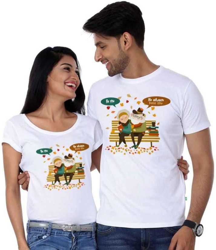BonOrganik Printed Couple Round Neck 