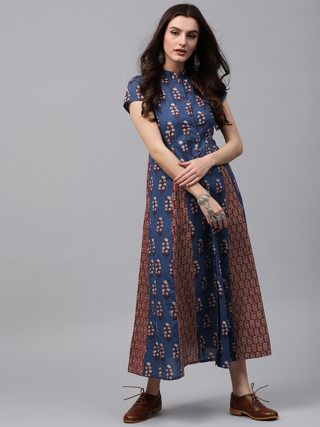 aks women's maxi blue dress