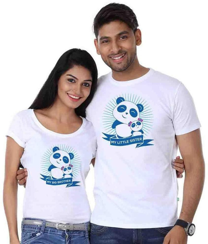 BonOrganik Printed Couple Round Neck 