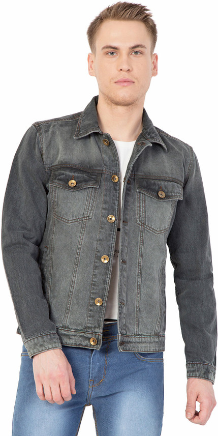 Sleeve Solid Men Denim Jacket 