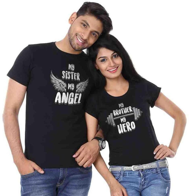 BonOrganik Printed Couple Round Neck 
