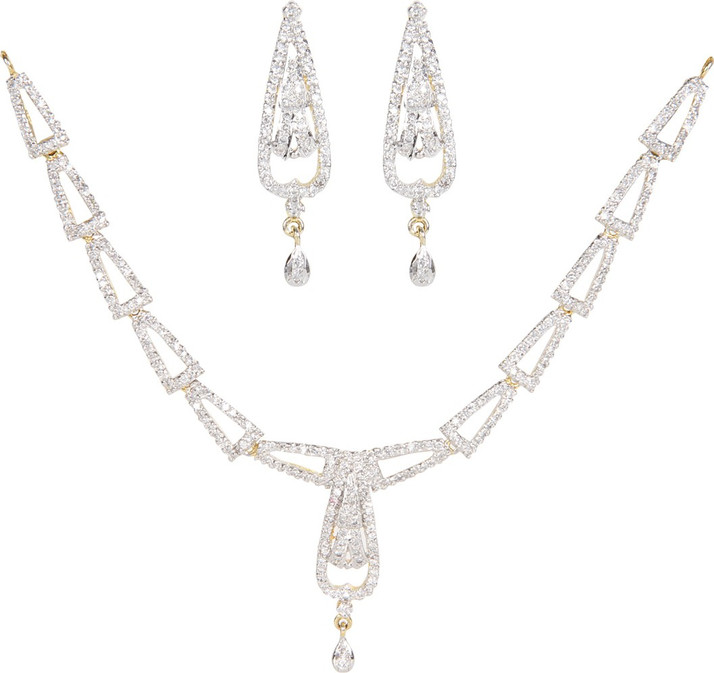 silver necklace set flipkart