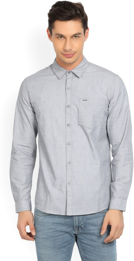 LEE Men Solid Casual Grey Shirt - Buy 