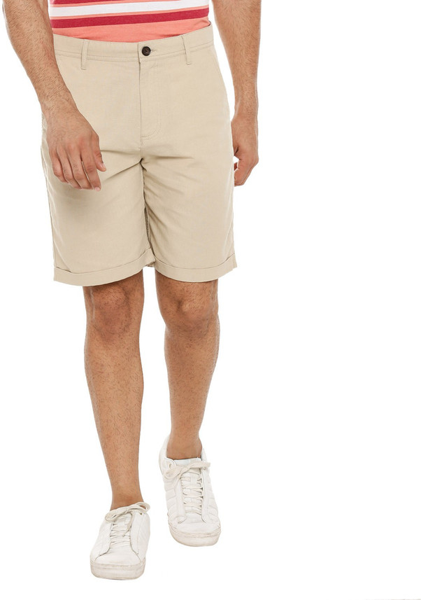 Pantaloons Solid Men Beige Basic Shorts 
