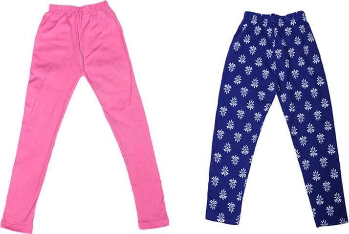 Indistar 1 Solid and 1 Printed Ankle Length Legging For Girls Pack of 2