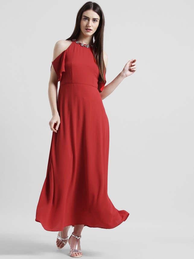 red maxi dress flipkart