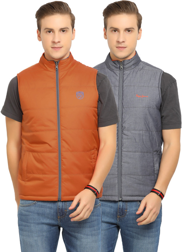 pepe jeans sleeveless solid men's jacket