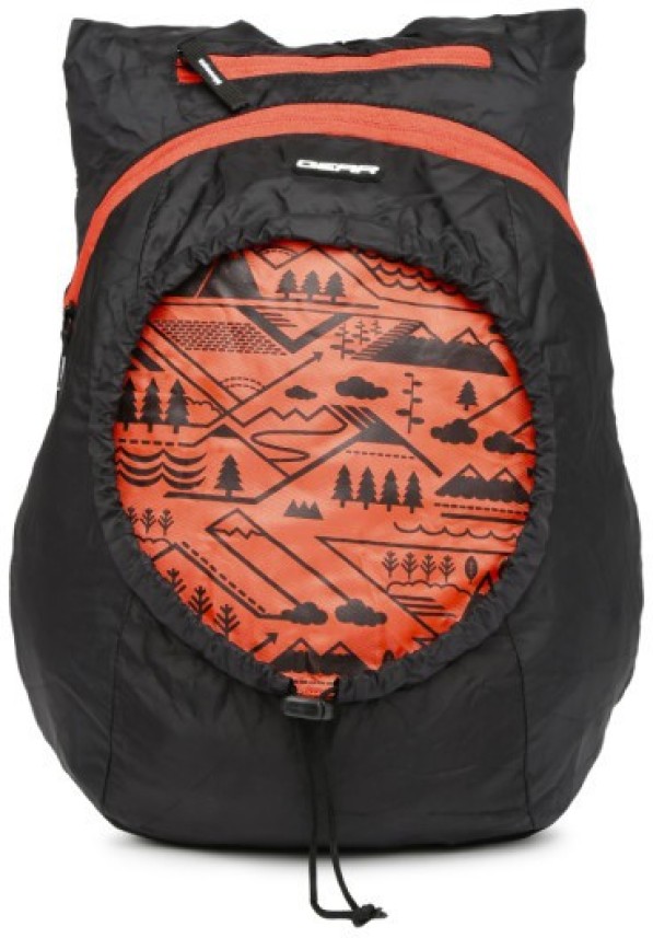 gear black and orange casual backpack