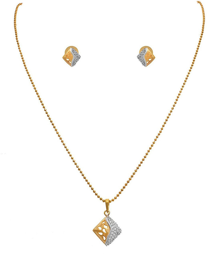 Gold-plated Diamond Copper Pendant Set 