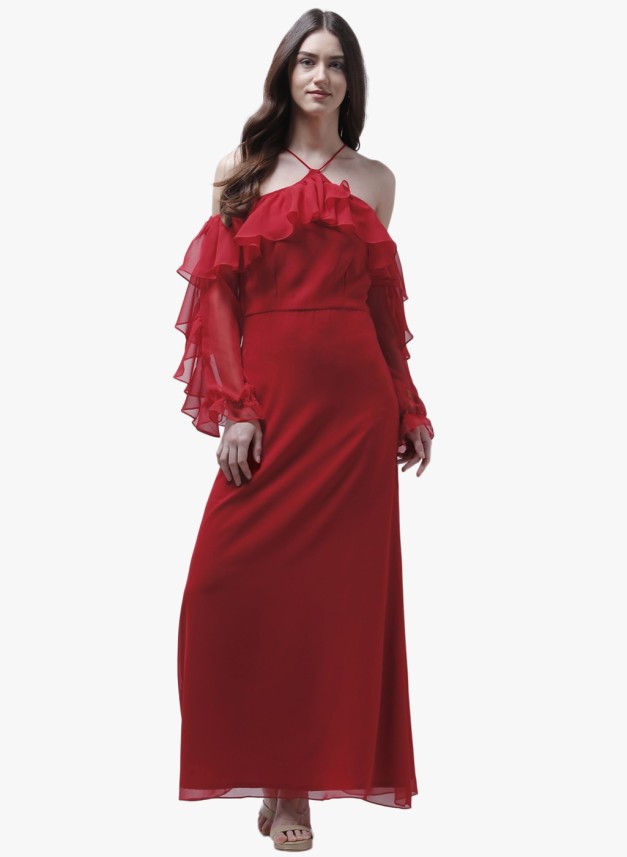 red maxi dress flipkart