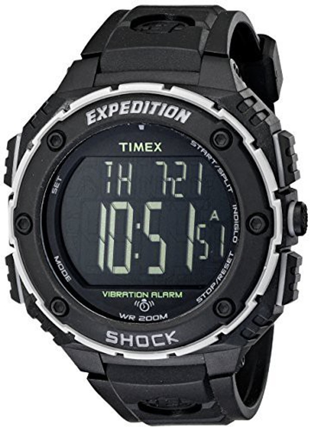 timex men's t49851 expedition vibration alarm black resin strap watch