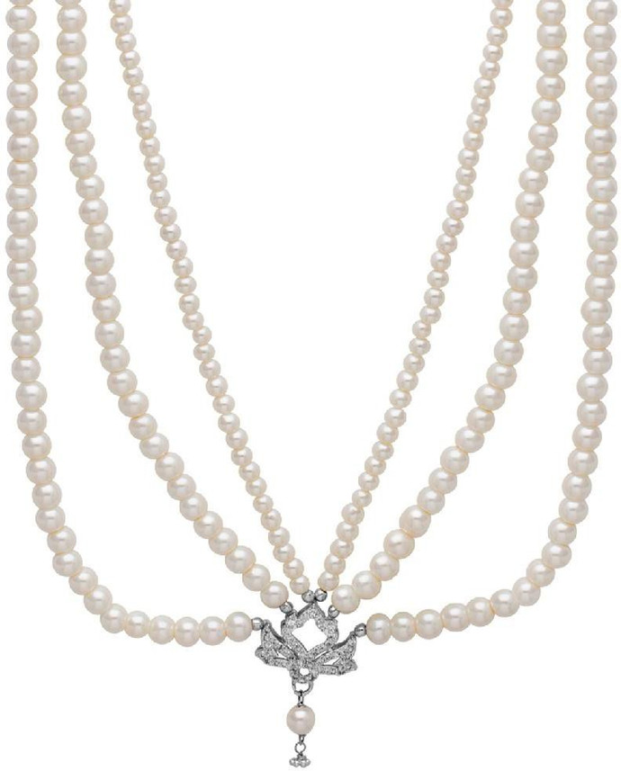 Voylla CZ Embellished Pearl Necklace 