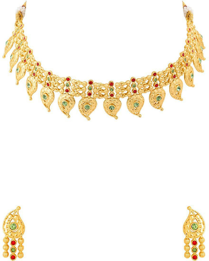 gold plated necklace set flipkart