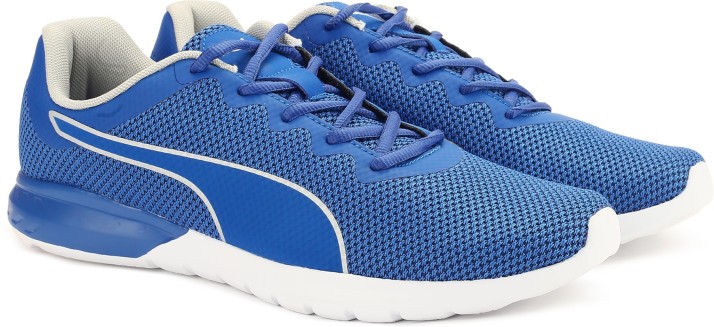 puma gray and blue running shoes