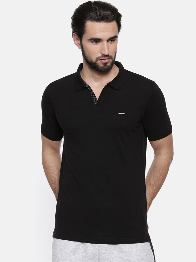PROLINE Solid Men Polo Neck Black T 