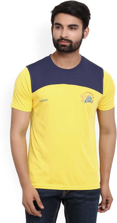 Seven Csk Color Block Men Round Or Crew Blue Yellow T Shirt Buy Yellow Seven Csk Color Block Men Round Or Crew Blue Yellow T Shirt Online At Best Prices In India Flipkart Com