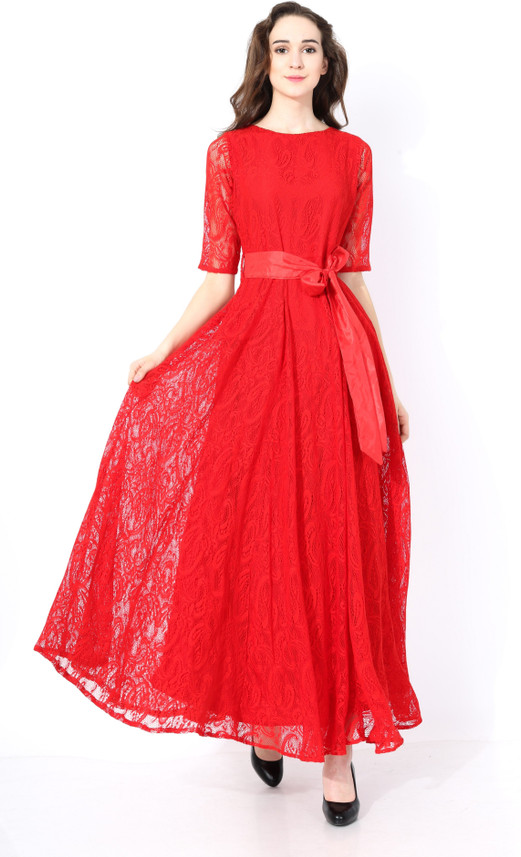 Flipkart red gown Clearance
