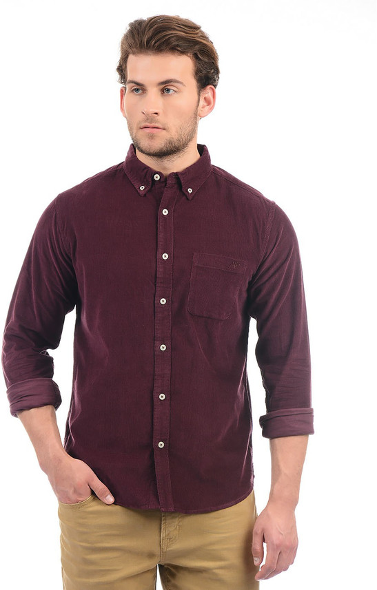 AEROPOSTALE Men Solid Casual Maroon 