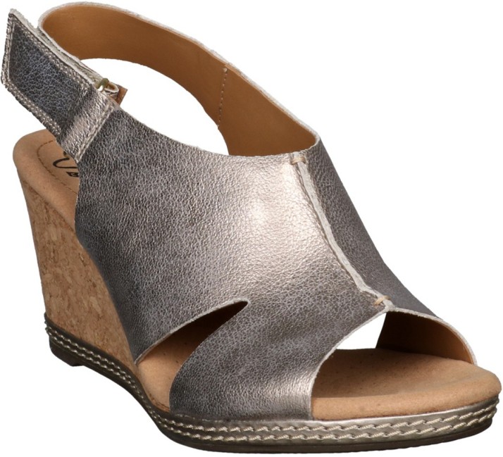 womens silver wedges