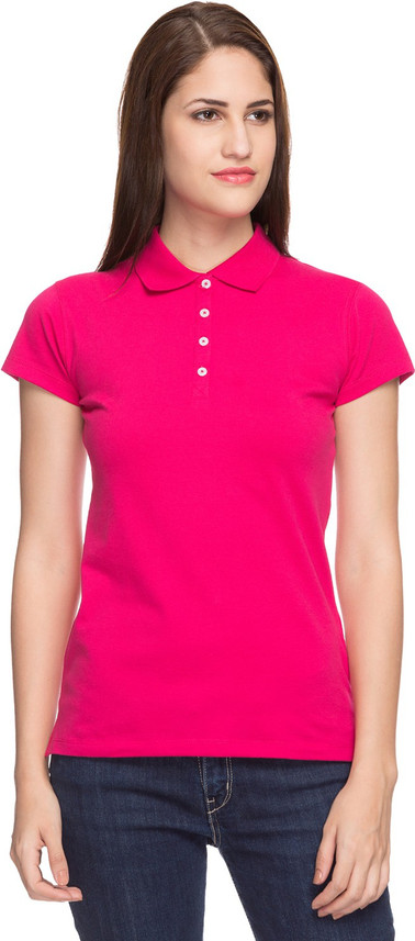 FBB - Hey ! Solid Women Polo Neck Pink 