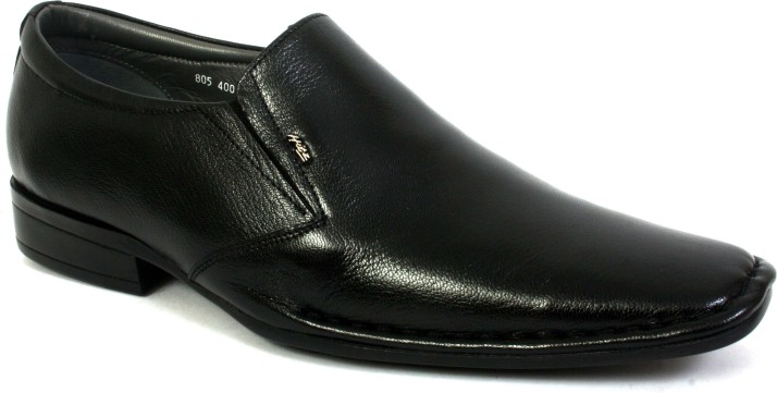 Hitz Black Leather Formal Shoes Slip On 