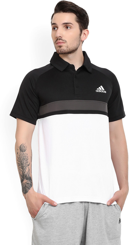adidas black collar t shirt