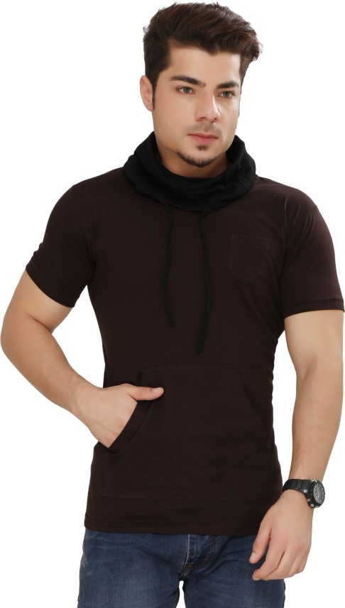 brown hooded t shirt